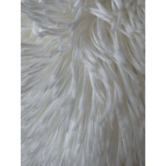 White Faux Fur Fuzzy Jacket Sz XL Juinors Open Front Cropped Boho Southwest Fall - Picture 8 of 8